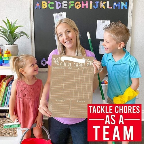 Tabla de tareas familiares Kraft rústica para adultos, tabla magnética de tareas para adolescentes,... - Imagen 2 de 9