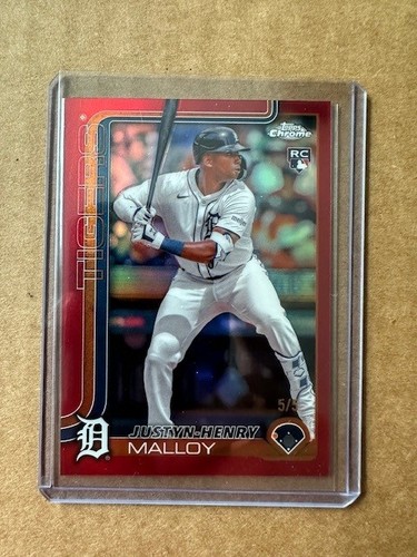 2025 Topps Chrome Justyn-Henry Malloy RC Rookie Red Refractor 5/5 Tigers
