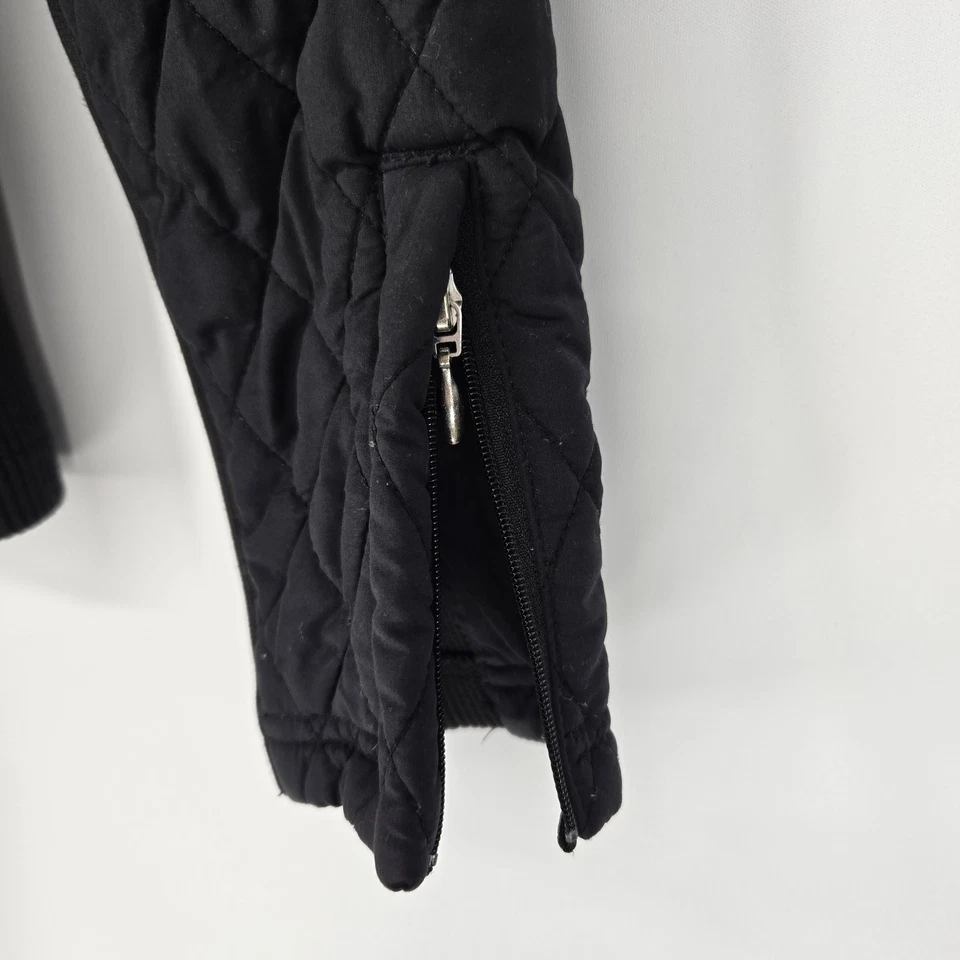 Chaqueta Recta Mujer Mediana M Negra Acolchada Cremallera Completa Guijarro Playa Foto 2 de 4