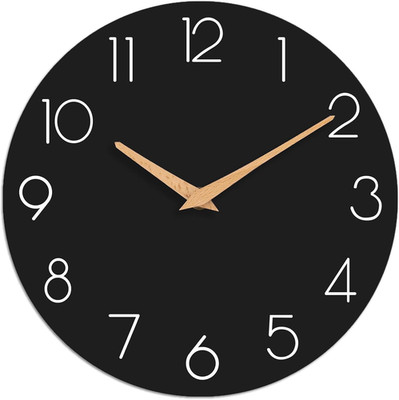 Wall Clock, Black Silent Non-Ticking, Decorative Battery Operated Wall Clocks fo