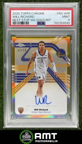 Will Richard RC Auto PSA 9 2025-26 Topps Chrome 42/50 Next Stop Gold 9949
