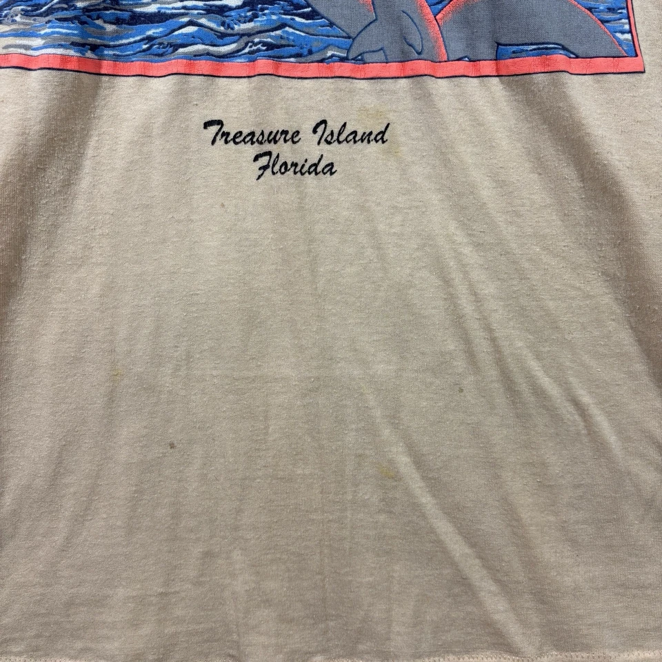 Vintage 80s Florida Treasure Island Shirt Adult Medium Dolphin Bird USA Made Vtg - Image 4 of 4