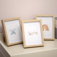 Set Of 3 Wooden Nursery Photo Frames 6x4 Kids Childrens Room Picture Decor Gift