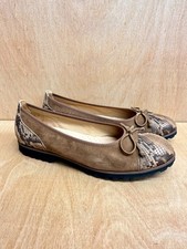 Gabor Brown Animal Print Leather Ballet Pump Shoes, Size 6