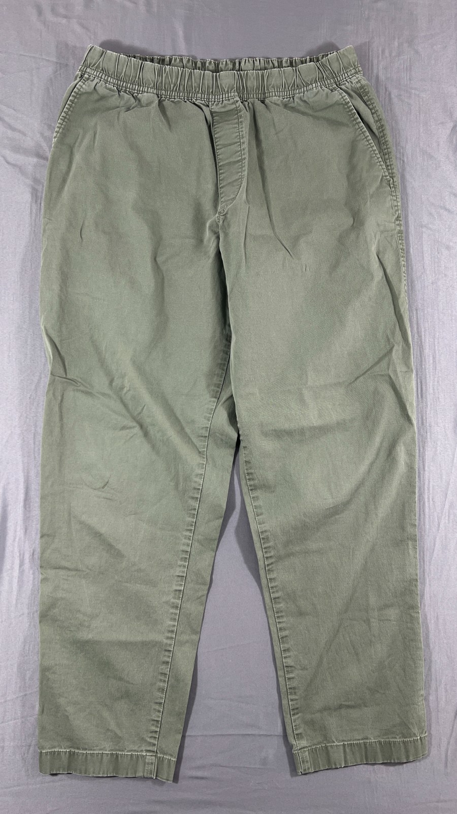 Uniqlo Ankle Pants Mens Medium Olive Green Cotton Stretch Relaxed Fit Tapered
