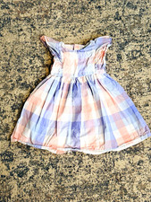 Carter's Girls Fit  Flare Plaid Woven Dress 4T/4A Square Neck Flutter