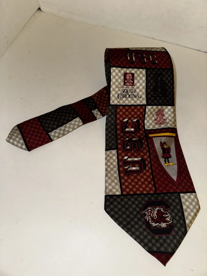 USC Gamecocks Corbata Águila Prendas para el Cuello Seda Universidad de Carolina del Sur De Colección Años 90 4x57” Foto 3 de 4