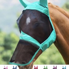 LARGE Horse Fly Mask Eye Space Long Nose with Ears 60 UV Protection