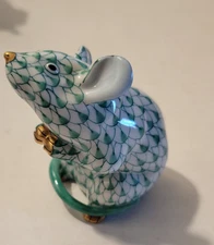 Herend -Mouse - Green Fishnet w 24K gold - Mint