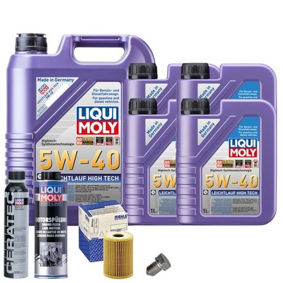 Motoröl 5W40 LIQUI MOLY 9L+MAHLE Ölfilter+Spülung+Cera Tec+Ölablassschraube