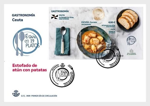 spain ca 2025 Spanish Gastronomy Dishes Ceuta, Tuna Stew Potatoes ms1v FDC PJ
