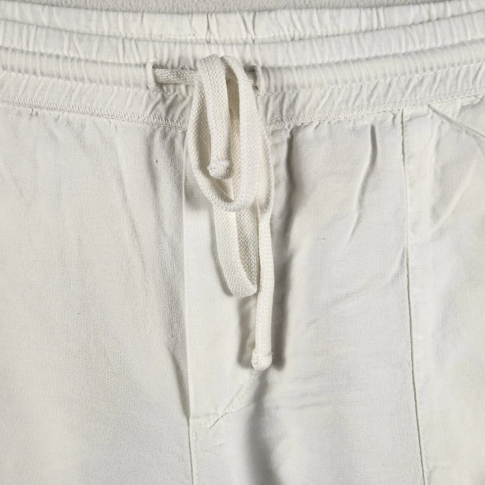 Pantalones Cortos James Perse Estándar Mujer Talla L Blanco Algodón Natural/Lino Cordón Foto 4 de 4