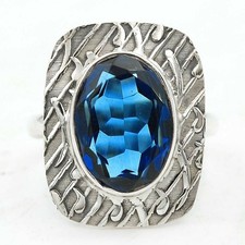 5CT Treated Sapphire 925 Solid Sterling Silver Ring Sz 7.5 B1-9