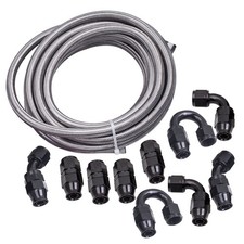 Brand New 20 FT PTFE Fuel Hose Oil Line Kit with AN10 Hose End Fitting Black