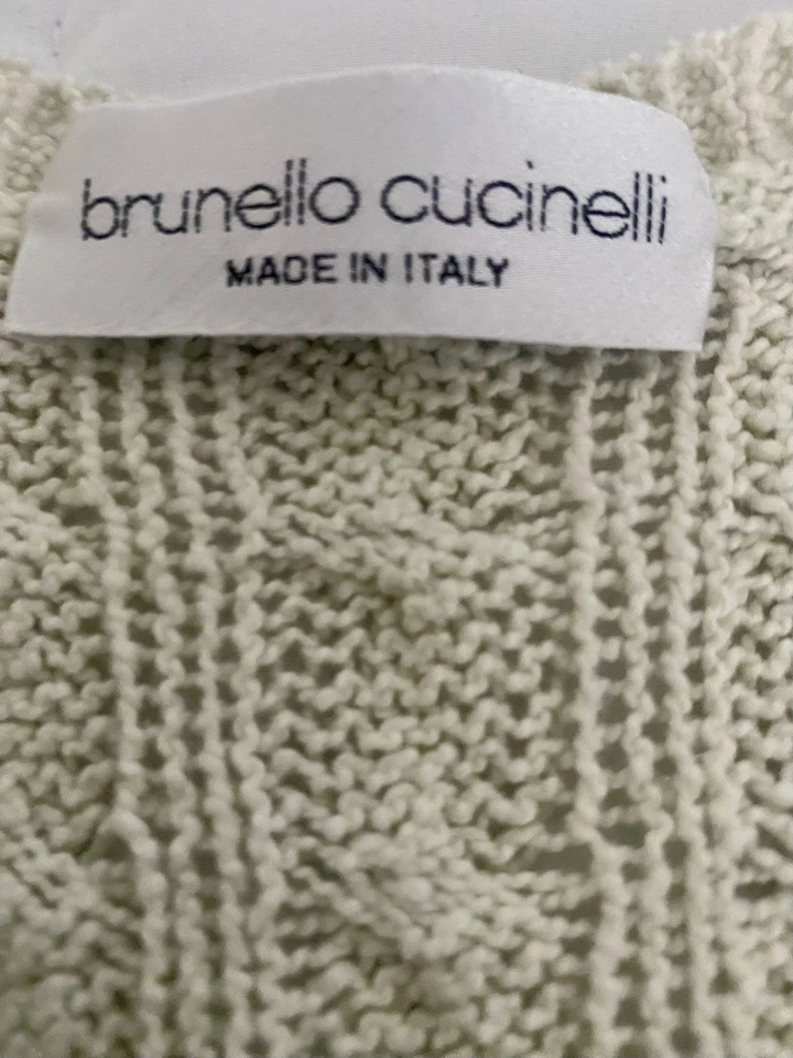 CARDIGAN MUJER BRUNELLO CUCINELLI TALLA S TEJIDO MANGA CORTA VINTAGE VERDE USADO EN EXCELENTE ESTADO Foto 3 de 4