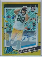 Luke Musgrave 2023 Optic Football Rated Rookie Auto Gold 06/10 Green Bay Packers