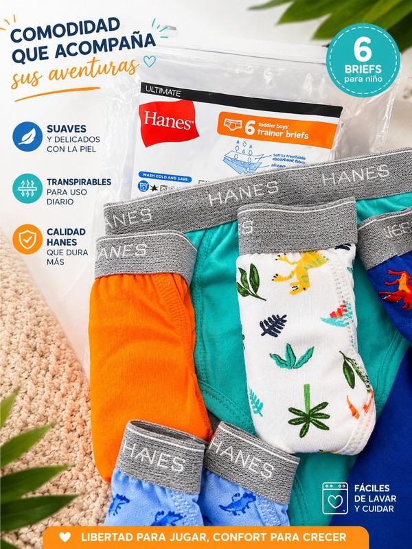 Paquete de 6 calzoncillos de entrenamiento Hanes Ultimate para niños pequeños.