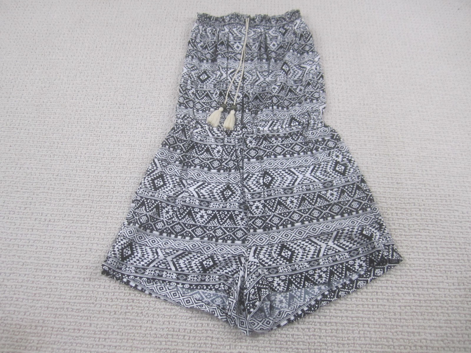 Rue21 Romper Womens Medium Black White Tribal Print Strapless Tassel Waist-image