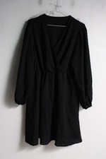 Shein Curve Womens Wrap Style Textured Dress Black - Size 0XL (B12)