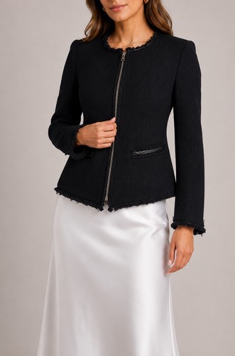 IRO Astrid Black Bouclé Wool Tweed Zip Jacket Blazer Women’s Size 0