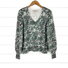 NWT Loft Vine V Neck Sweater Green Small New
