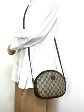 Vintage Gucci GG Supreme Shoulder Bag PVC Leather Brown