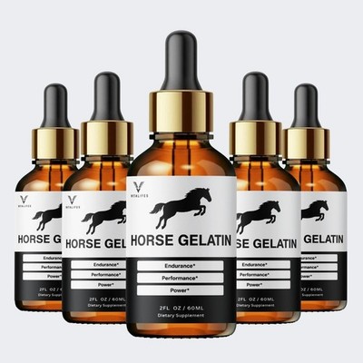 (5 Pack) Horse Gelatin Drops Men's Daily Stamina Support Herbal Formula 60ml