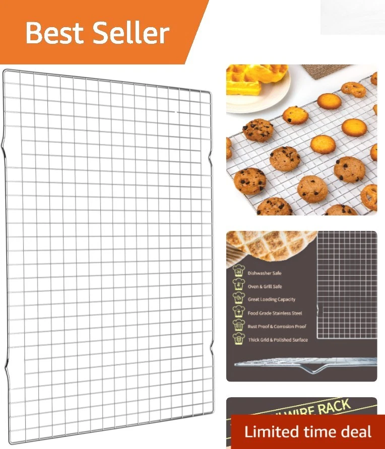 16x10 Inch Stainless Steel Baking Rack – Oven Safe, Dishwasher Safe & Durable
Opens in a new window