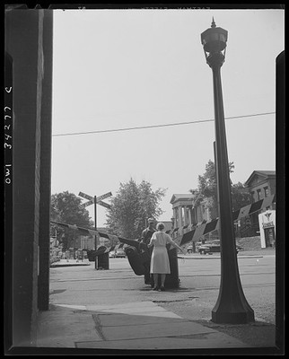 Photo:New Britain Connecticut 1943 Railroad Crossing Watcher Woman Gates