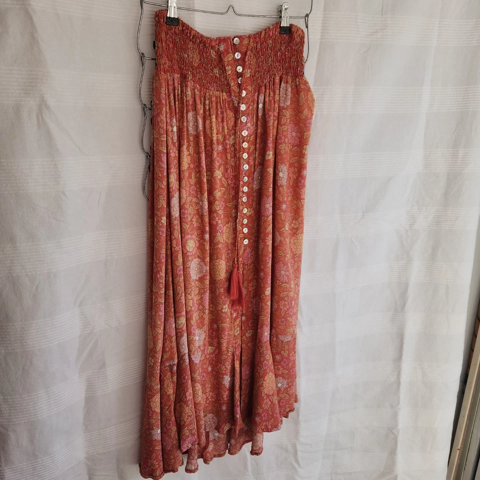 Maxi Falda Boho Floral Rachel Zoe Talla L Madreperla Abotonada Rayón Foto 3 de 4