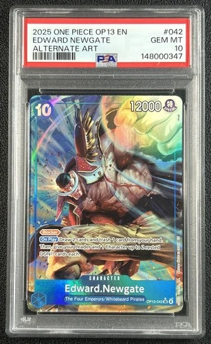 EDWARD NEWGATE PSA 10 2025 ONE PIECE EN #OP13-042 ALTERNATE ART GEM 347