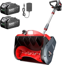 Cordless Snow Blower, Electric Snow Shovel with Total 2 X 5.0 Ah Batteries and C