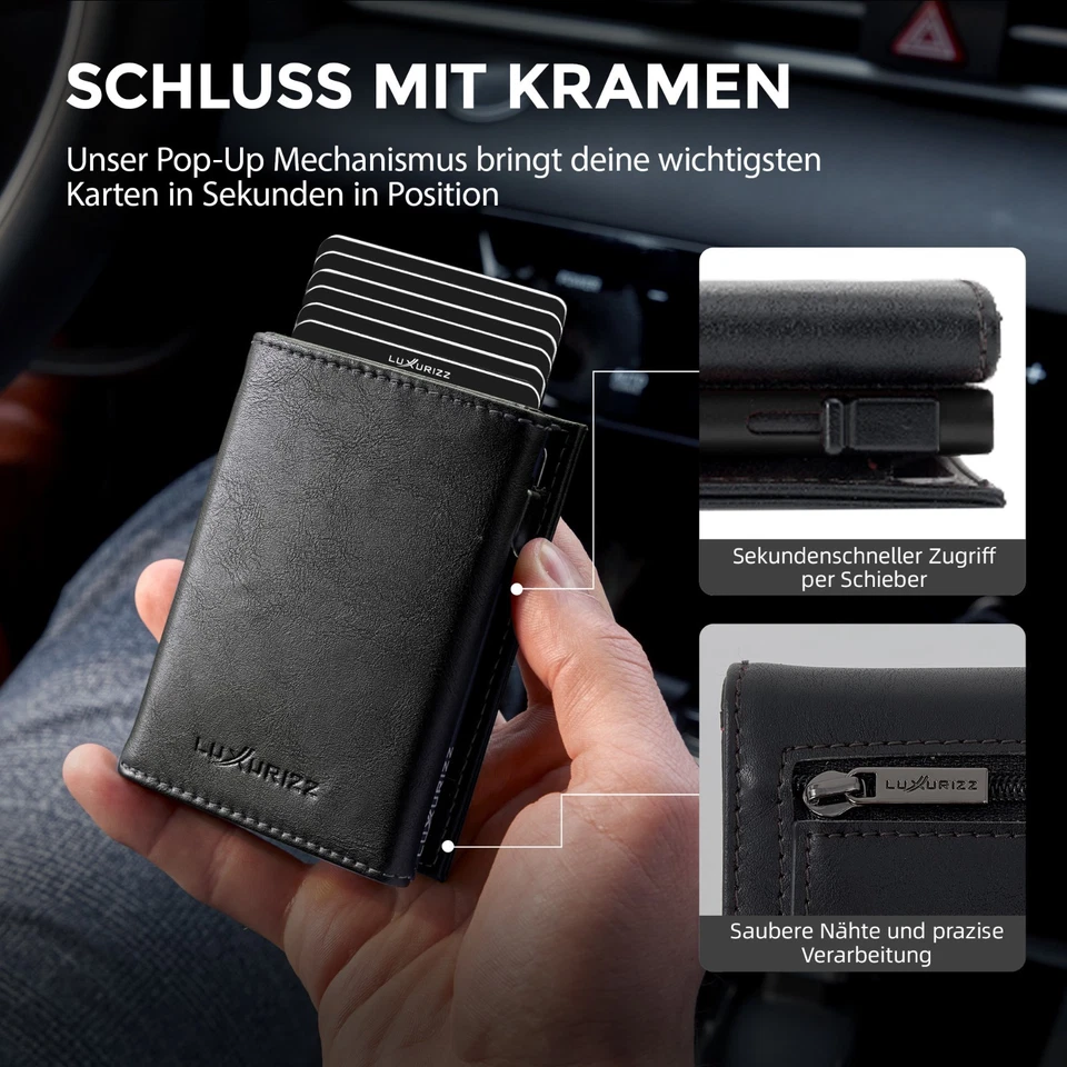 Luxurizz® Slim Wallet Magnetvershluss Rfid Schutz Portmonee Geldbörse Geldbeutel - Bild 3 von 4