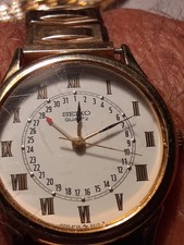 Vintage Seiko Pointer Date Watch 6F25-6019 Quartz 1987 White Roman Dial NEW BATT