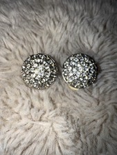 SWAROVSKI CRYSTAL “ANNIVERSARY” CLIP ON EARRINGS  SILVER TONE