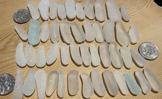 46 Genuine Surf Tumbled Seaglass Gems Tapers Sticks Curved Ones All Different