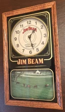 Vintage Jim Beam Whiskey Wood Frame Wall Clock - See Description