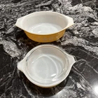 Pyrex 471 & 043  1 Pt & 1 1/2 Qt Orange Golden Casserole Dishes With One Lid