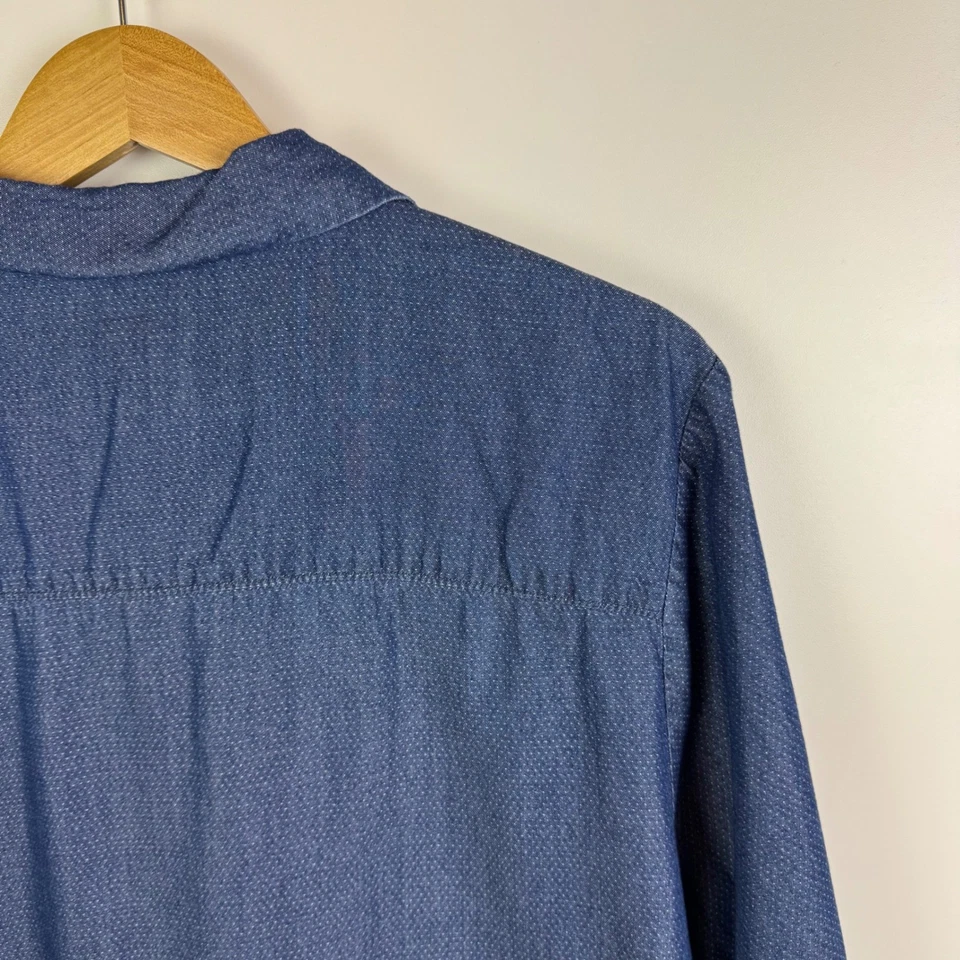 Camisa Westbound Mujer Azul Cambray Abotonada Talla 2X Dobladillo Asimétrico Oficina Foto 3 de 4