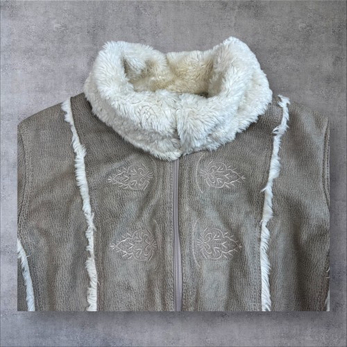 Eugen Klein Taupe Faux Shearling Zip Jacket Size UK 16 Cosy Winter Style - Bild 4 von 18