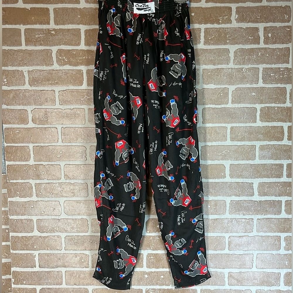 Crazee Wear Vintage Mens muscle workout baggy pants Gym Athletic Small