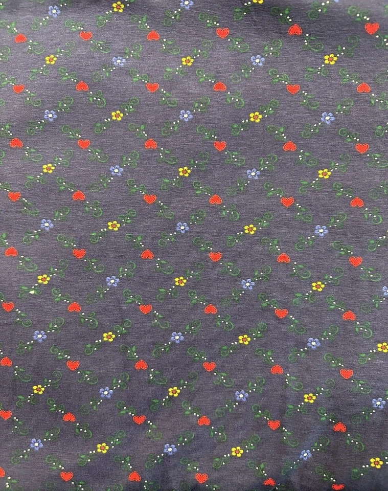 Tela tejida ligera vintage azul oscuro rojo azul amarillo estampado de flores 3 yardas Foto 2 de 2