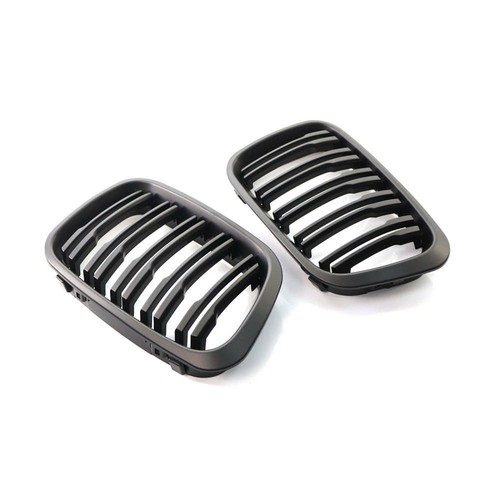 Matte Black Front Double Line Hood Grille Kidney Grill For BMW E46 M3 99-01 AS - Picture 5 of 6