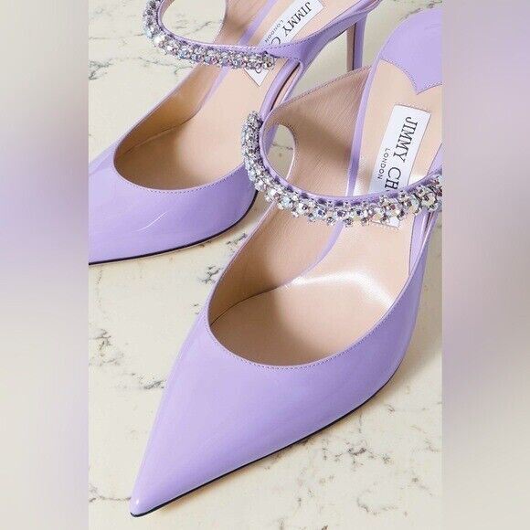 New JIMMY CHOO Bing 100 Lilac crystal-embellished patent New JIMMY CHOO Bing 100 Lilac crystal-embellished patent
