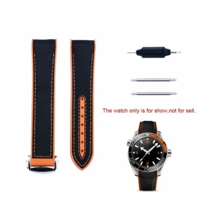 20mm  22mm Rubber WatchBand Strap Silver Clasp For Omega Seamaster Planet Ocean