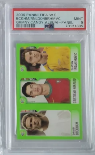 2006 Panini Fifa World Cup Beckham Ronaldo Ibrahimovic Candy Album panel PSA 9