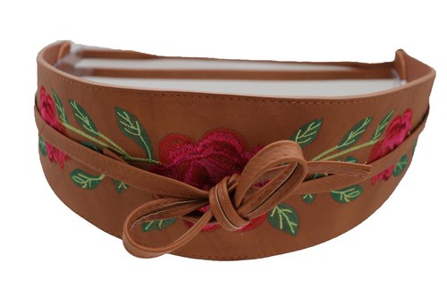 8224 Floral Corset Waist Belt For Women,lace Up Wide Waistband Obi Black Gold Floral Obi Belt, Japanese Cotton Fabric, Colorful  main image 4
