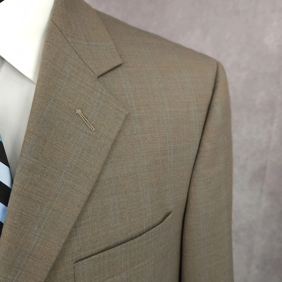 Костюм мужской Stafford из 2 предметов 40R коричневый из чистой шерсти брюки 32x30 с манжетами плиссированные 3 B - Изображение 4 из 4