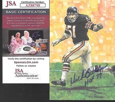 DICK BUTKUS  SIGNED PRO FOOTBALL HALL OF FAME GOAL LINE CARD # 63 JSA AZ88798