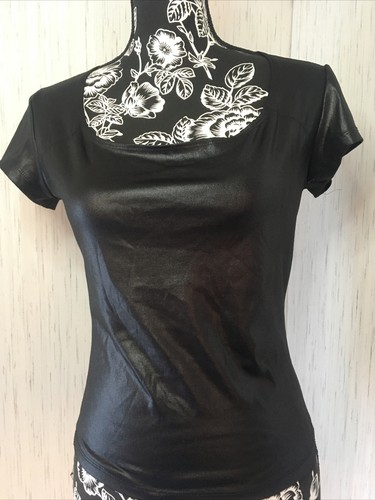 Z.ro Collection Black Shiny Stretch Shirt Size Large - 第 1/11 張圖片